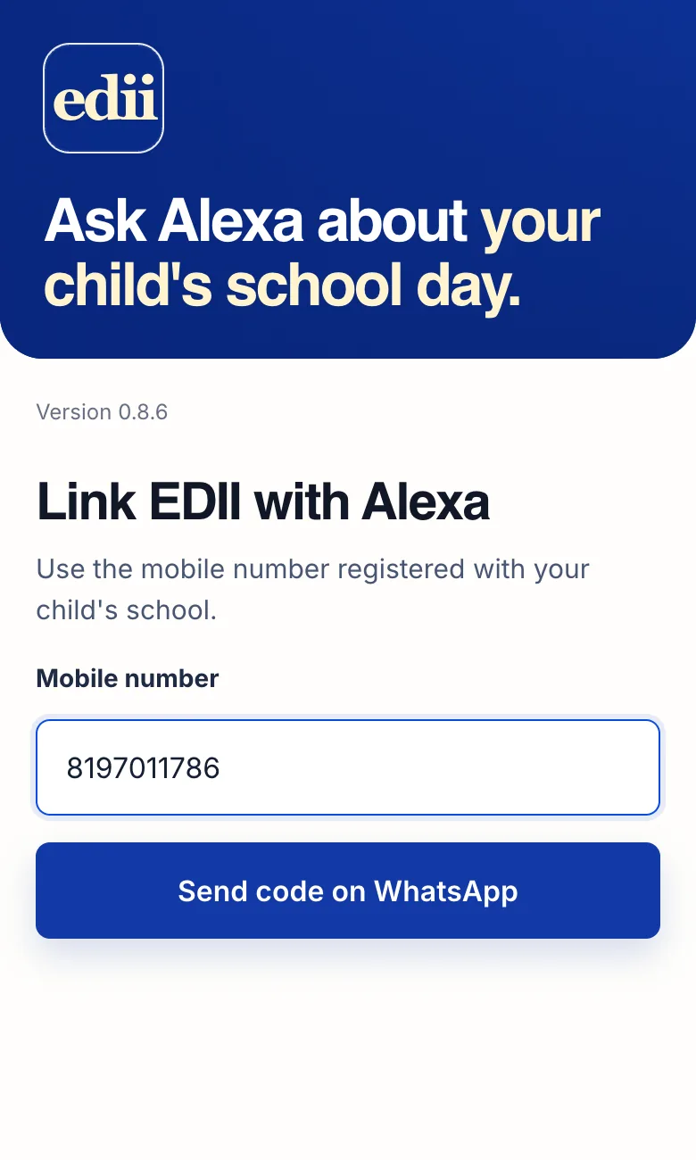 Screen for step 2: enter your mobile number