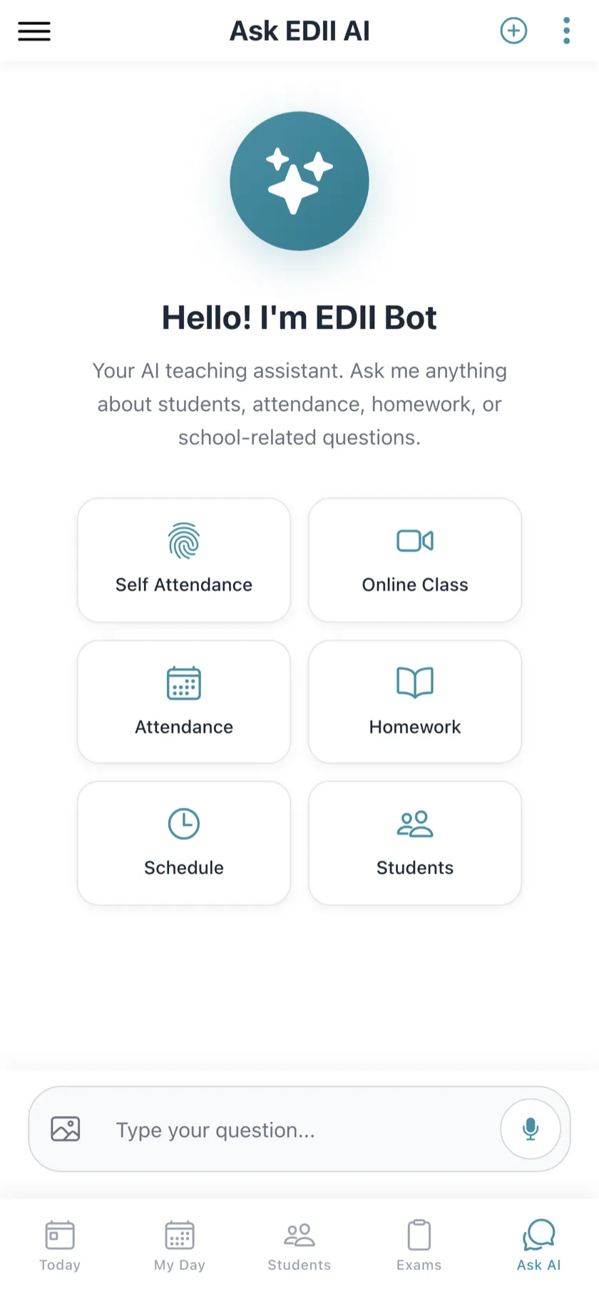 Ask EDII assistant in the teacher app