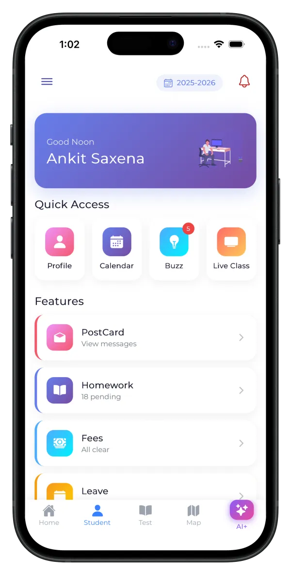 EDII Student Dashboard - Home Screen