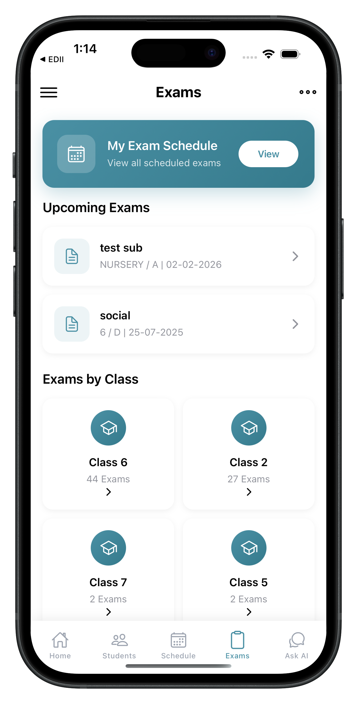 EDII Teacher Exam Management